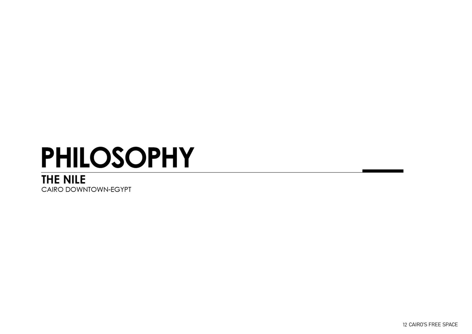 Philosophy title slide introducing the Nile public-space concept.