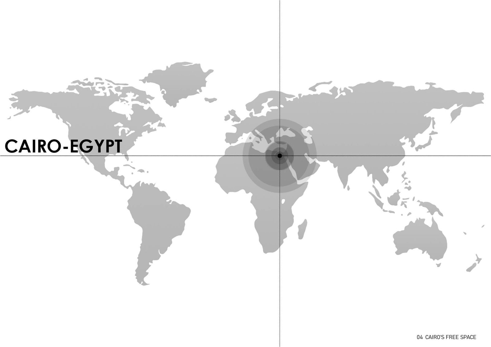 World map locating Cairo in Egypt for the public-space project.
