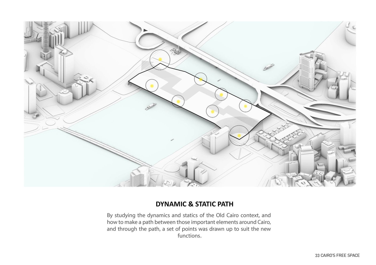 Diagram showing circular paths within the public platform surface.