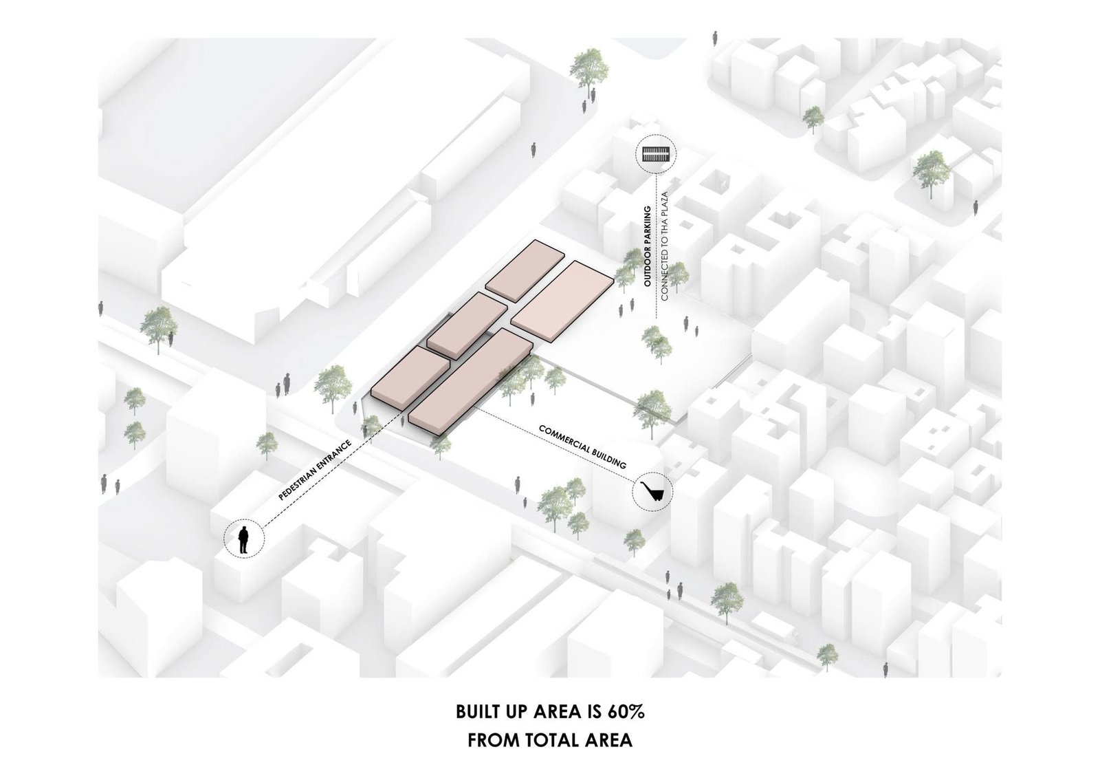Business-district footprint layout showing site access and surrounding building context.