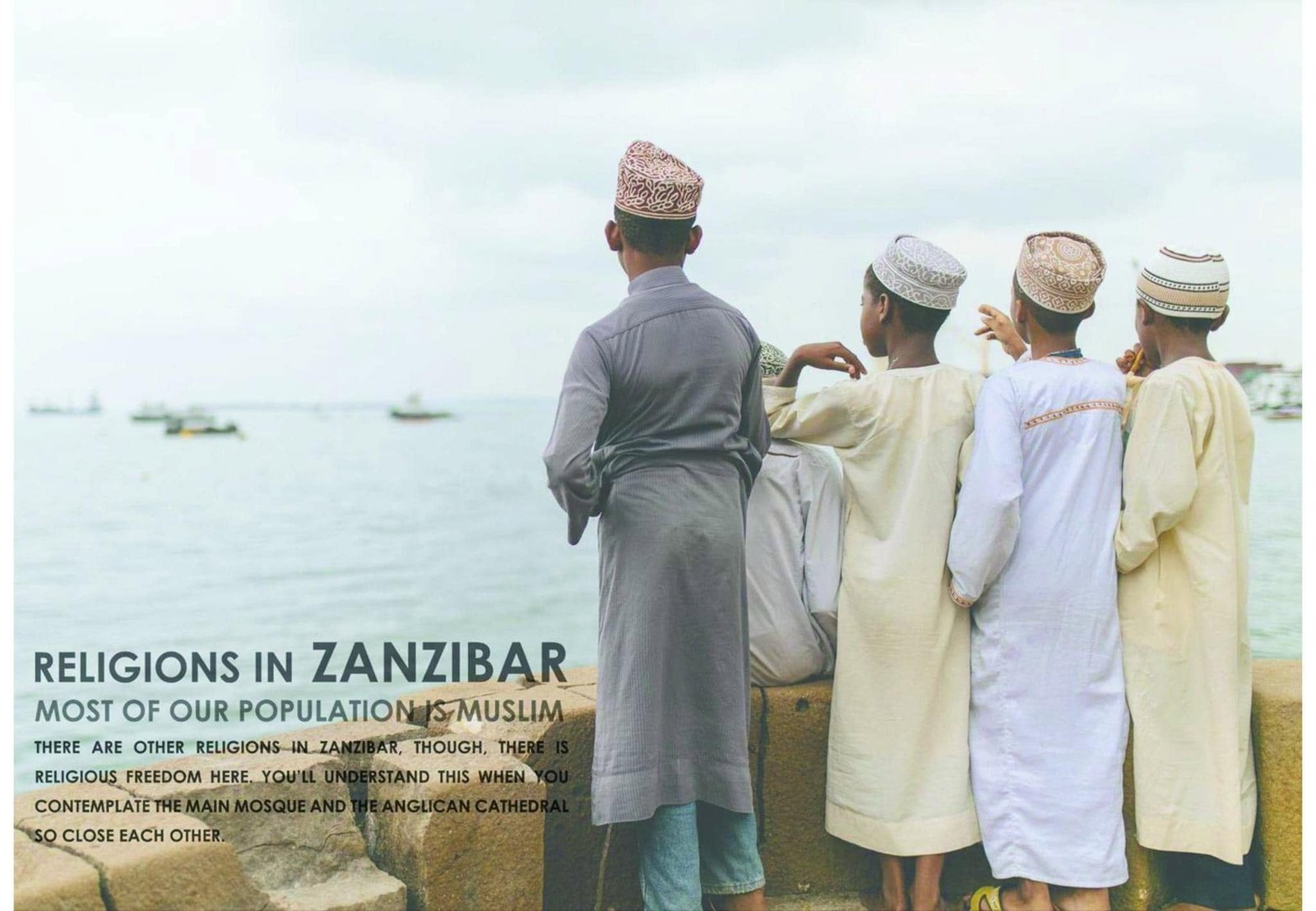 Coastal group photograph used in the presentation about cultural context in Zanzibar.