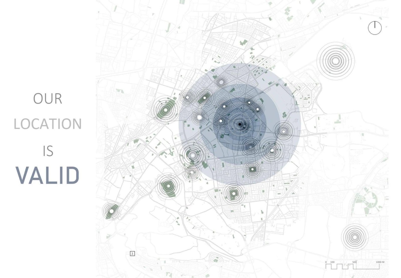 Nisida location diagram with concentric areas and marked points of interest.
