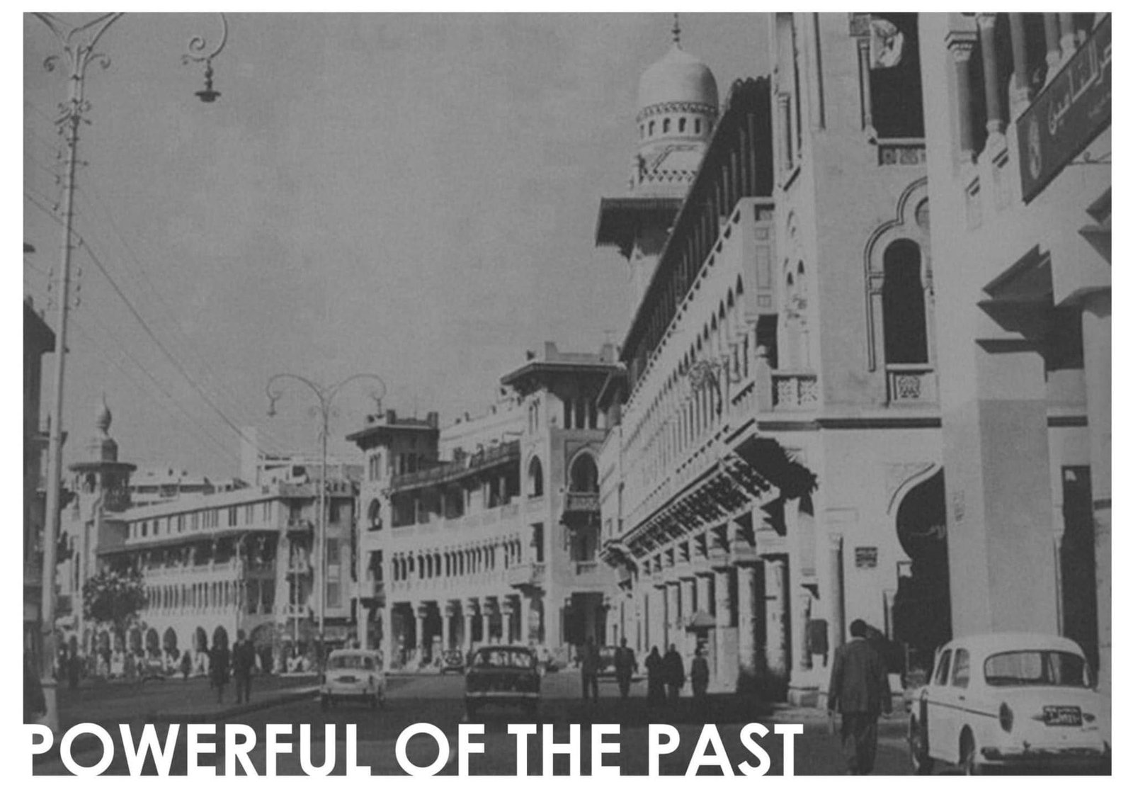 Historic streetscape reference photograph of arcaded buildings in the Nisida heritage study.