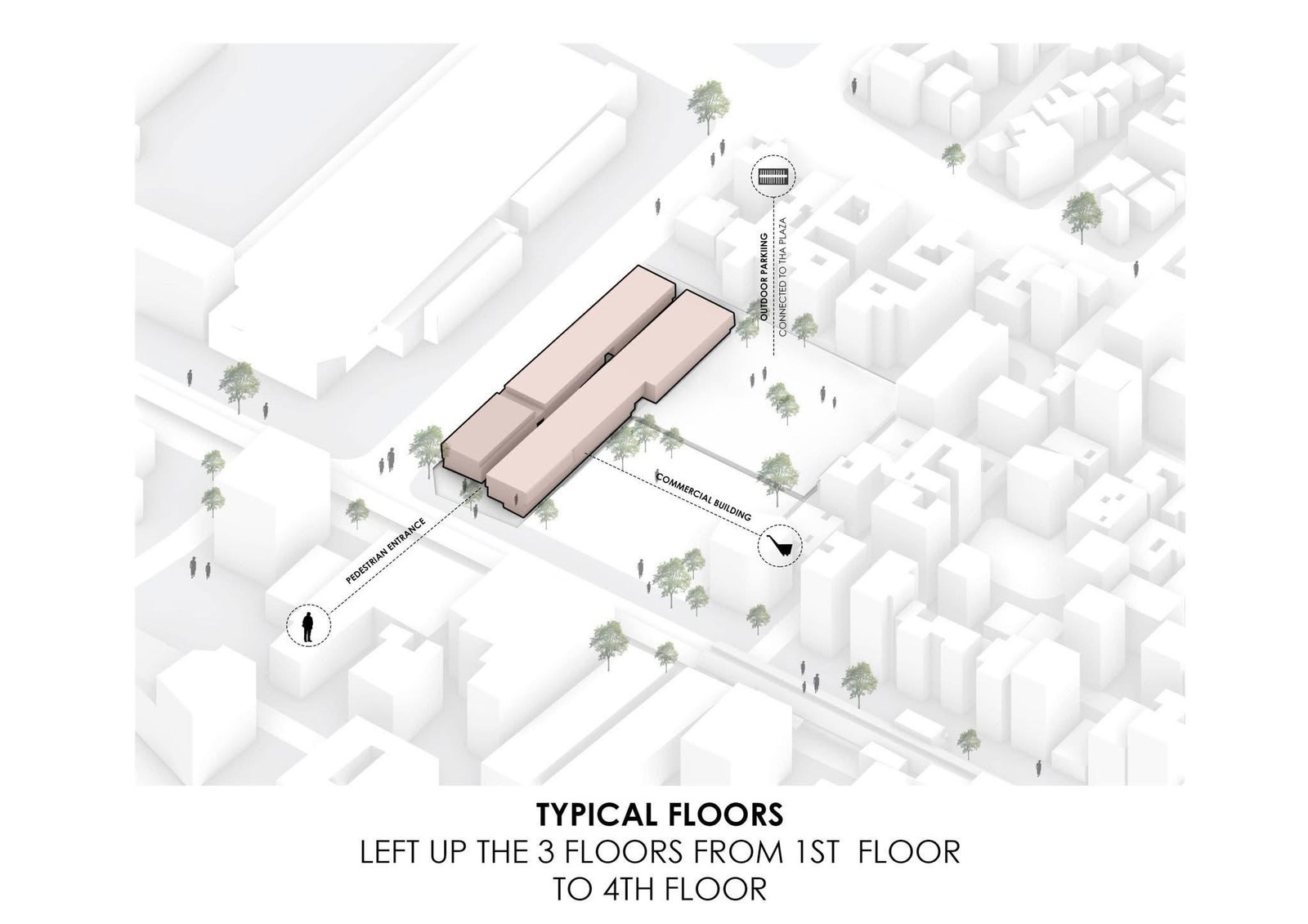 Graffiti built-up area diagram showing proposed commercial blocks and circulation, with a printed 60 percent built-up area label.